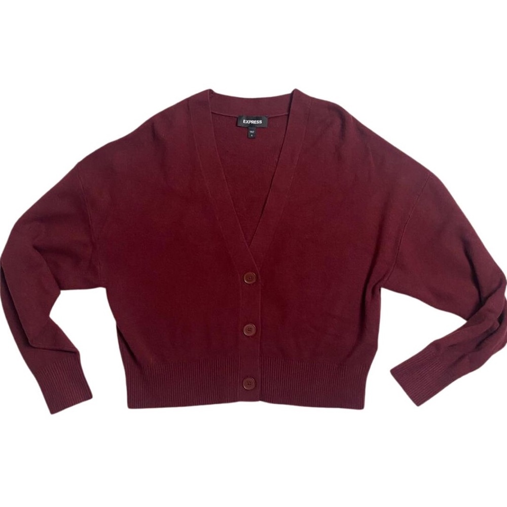Express cozy cropped batwing cardigan button V neck